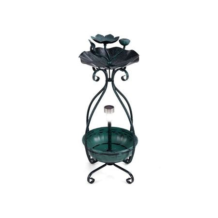 Outdoor Bird Bath Feeder with Flower Planter and Solar Lights