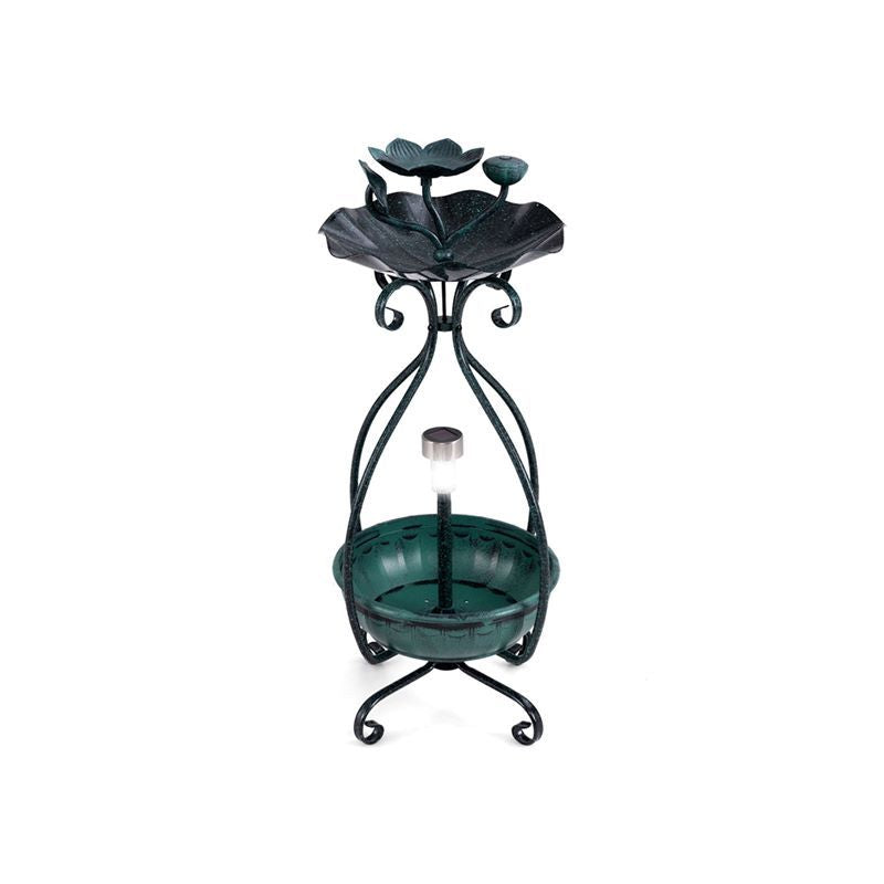 Outdoor Bird Bath Feeder with Flower Planter and Solar Lights