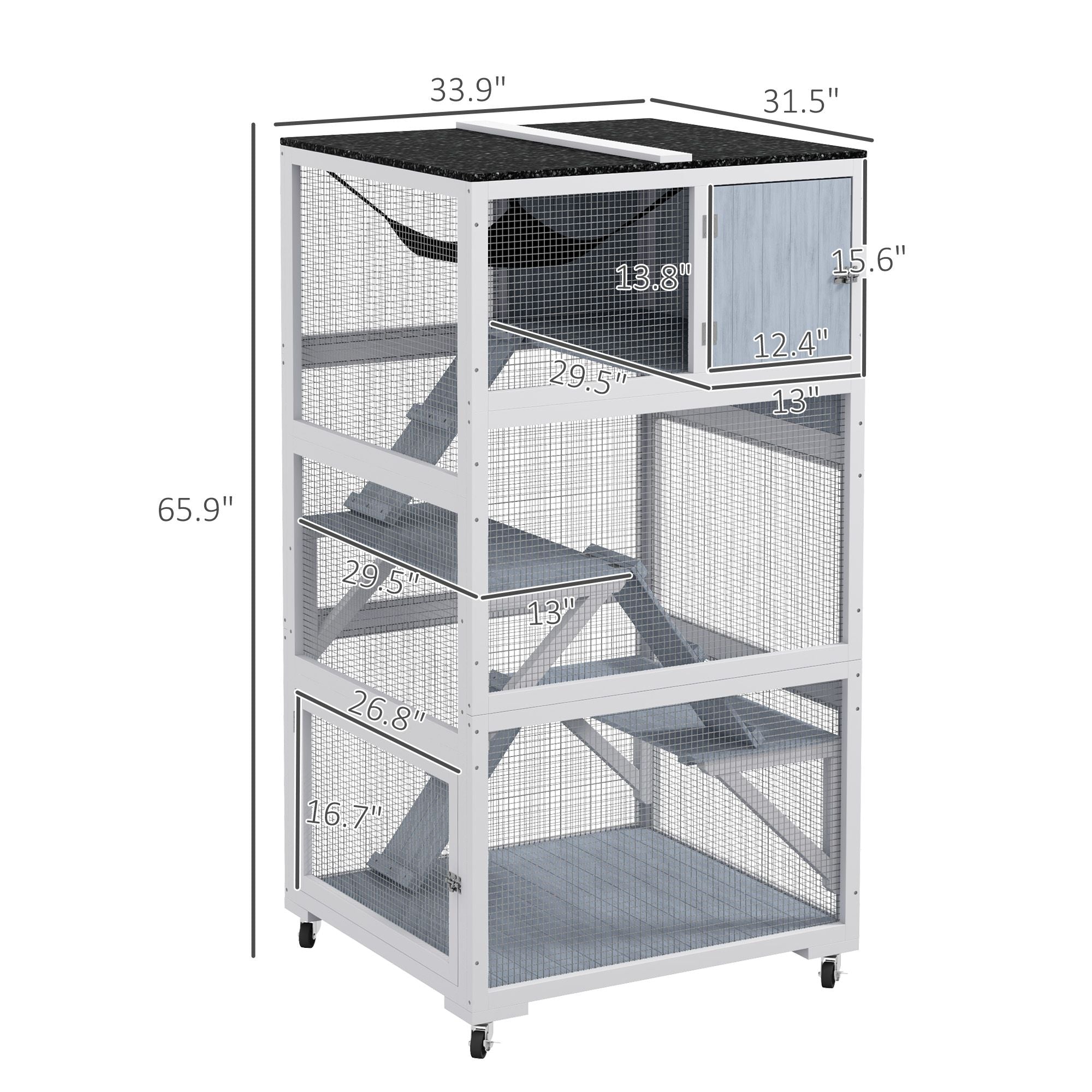 Outdoor Catio on Wheels with Multi-Level Platforms and Hammock