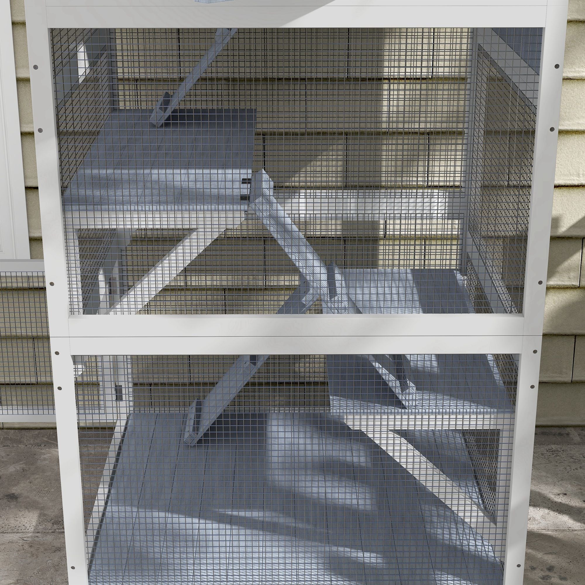 Outdoor Catio on Wheels with Multi-Level Platforms and Hammock