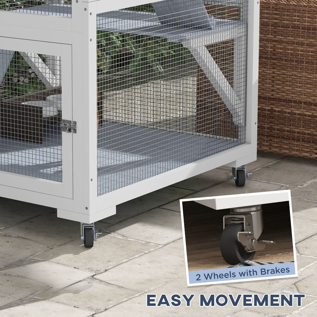 Outdoor Catio on Wheels with Multi-Level Platforms and Hammock