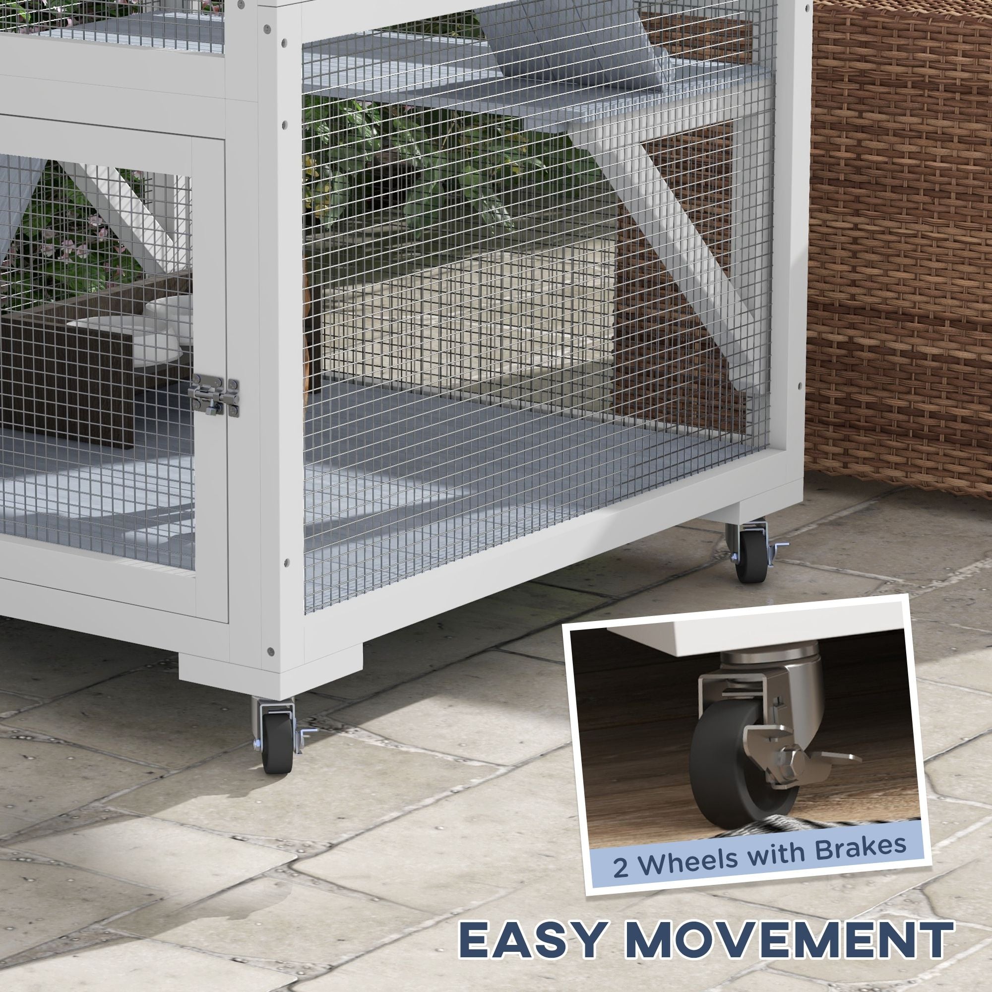 Outdoor Catio on Wheels with Multi-Level Platforms and Hammock