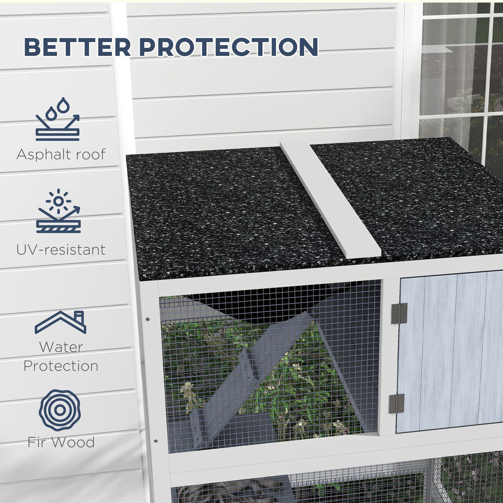 Outdoor Catio on Wheels with Multi-Level Platforms and Hammock