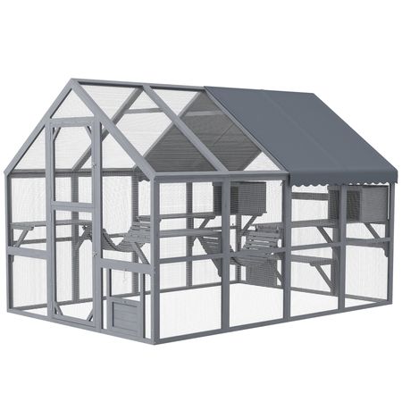 Spacious Outdoor Cat Patio for 3-6 Cats with Condos and Platforms