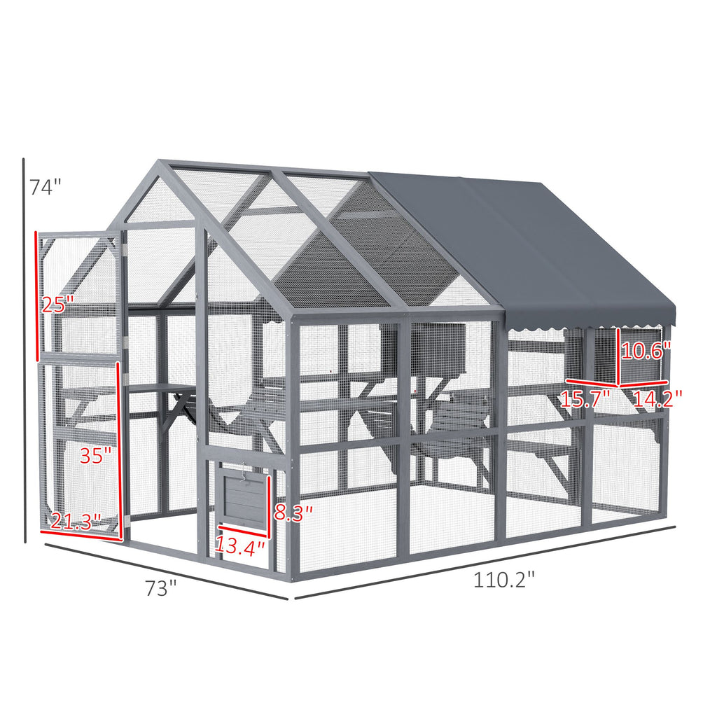 Spacious Outdoor Cat Patio for 3-6 Cats with Condos and Platforms