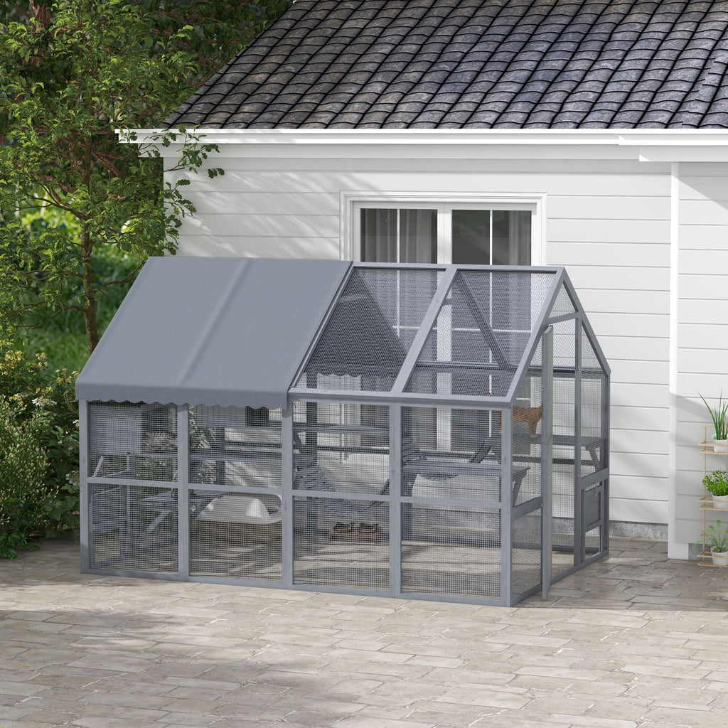 Spacious Outdoor Cat Patio for 3-6 Cats with Condos and Platforms