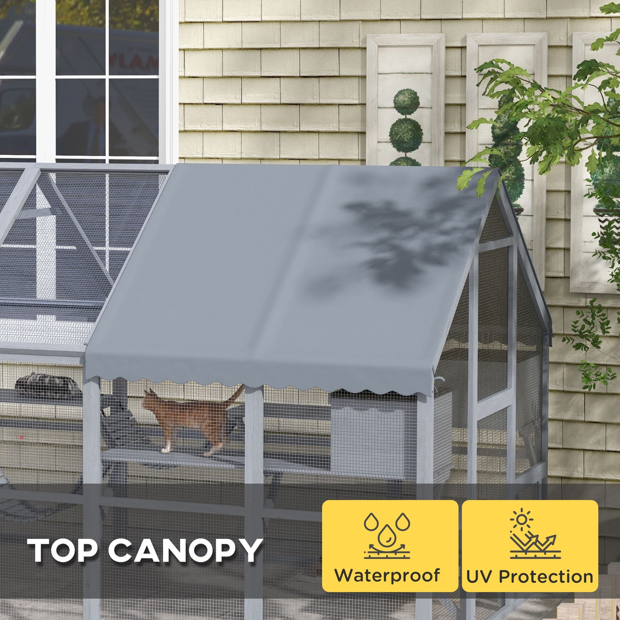 Spacious Outdoor Cat Patio for 3-6 Cats with Condos and Platforms