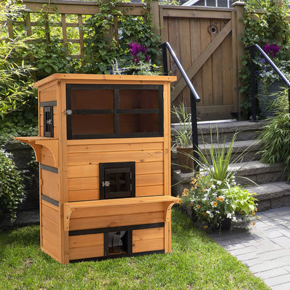Weather Resistant 3-Tier Outdoor Cat House with 5 Escape Doors