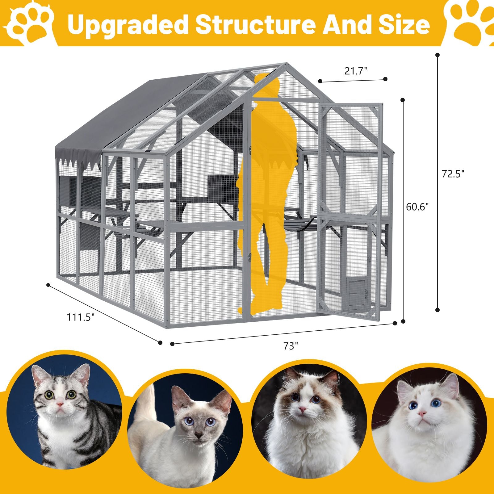 Spacious Outdoor Cat House with Platforms and Weatherproof Cover