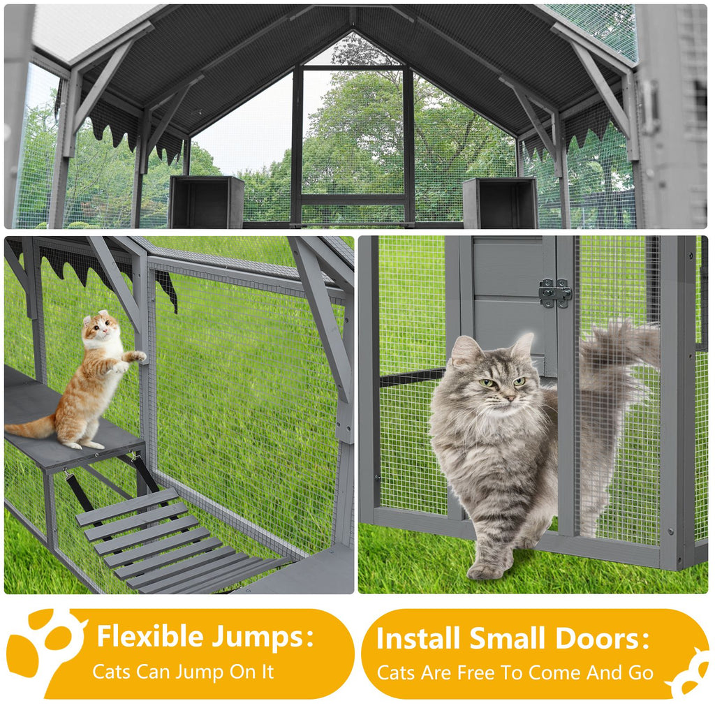 Spacious Outdoor Cat House with Platforms and Weatherproof Cover
