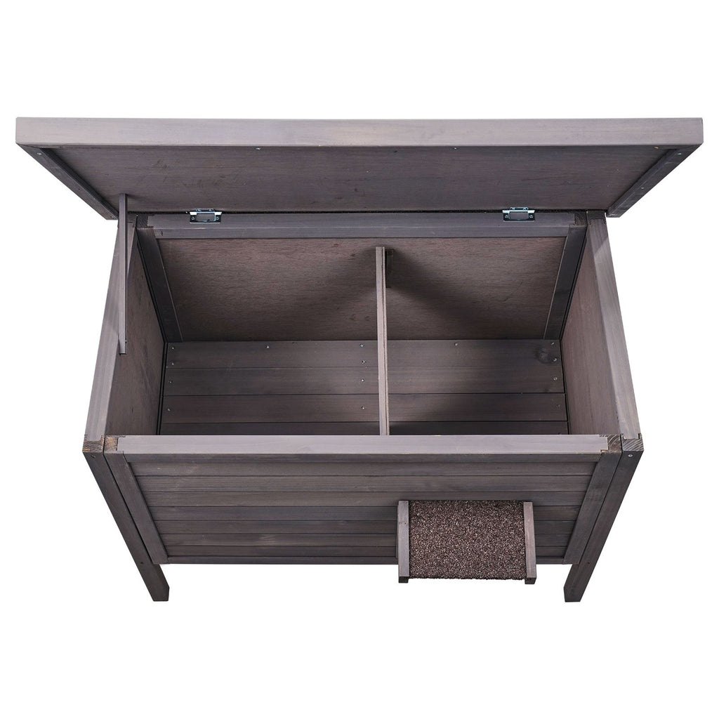 Outdoor Cat House Weatherproof, Feral Cat Shelter for Multiple Cats, Outdoor Wooden Cat Rabbit House with All-Round Foam Insulated, Open Roof, PVC Door Flaps, 34"L x 22"W x 27"H