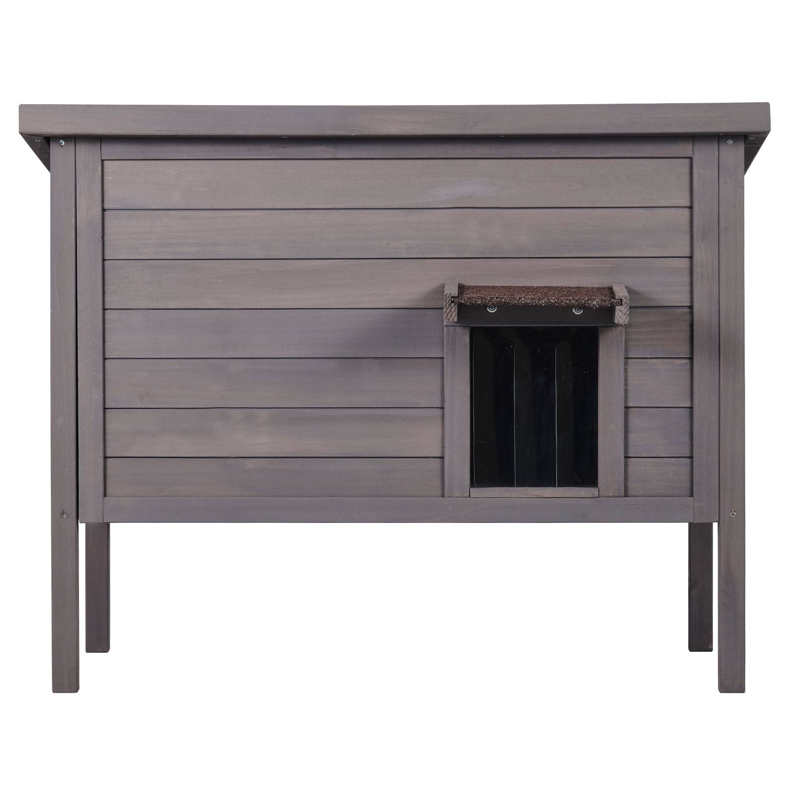 Outdoor Cat House Weatherproof, Feral Cat Shelter for Multiple Cats, Outdoor Wooden Cat Rabbit House with All-Round Foam Insulated, Open Roof, PVC Door Flaps, 34"L x 22"W x 27"H