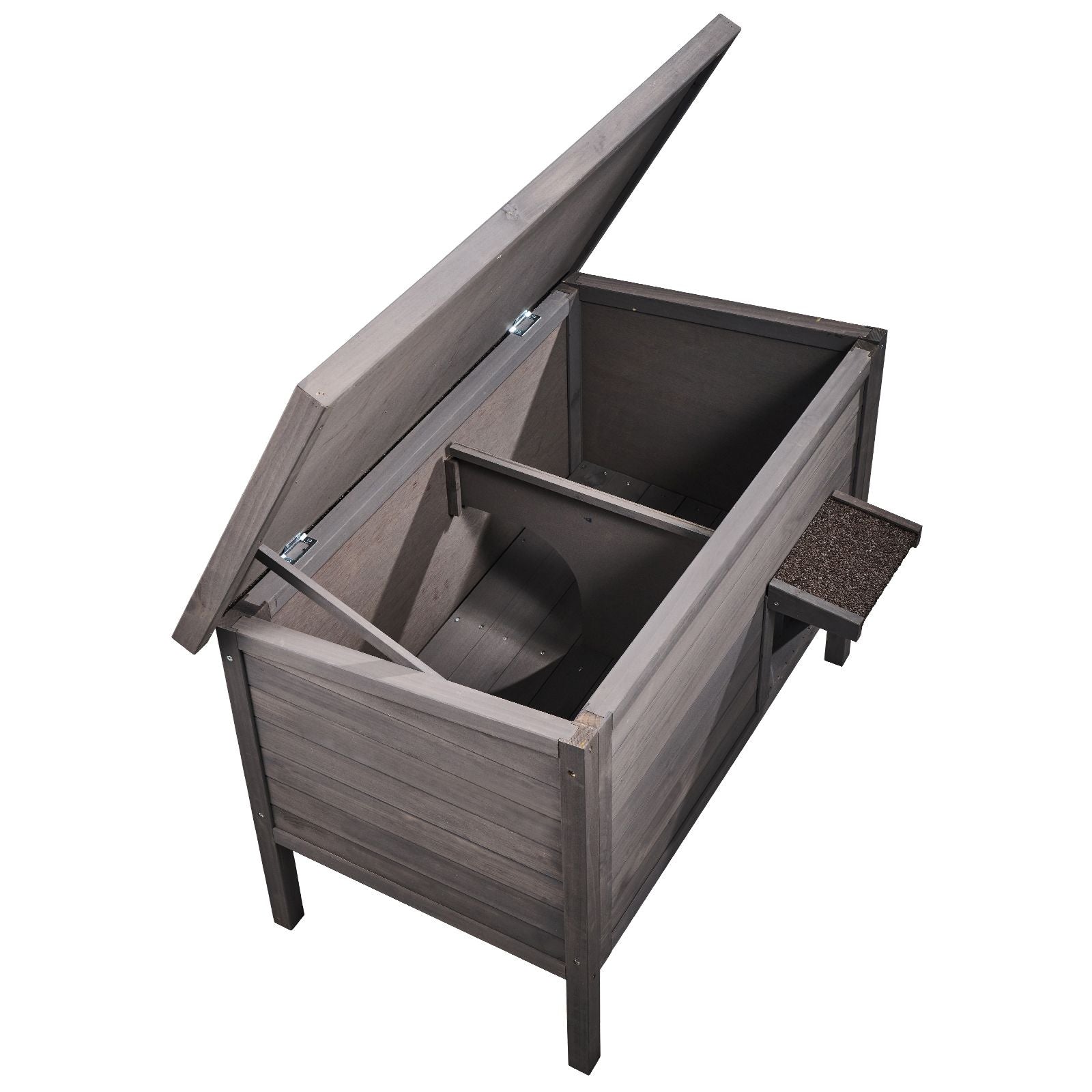 Outdoor Cat House Weatherproof, Feral Cat Shelter for Multiple Cats, Outdoor Wooden Cat Rabbit House with All-Round Foam Insulated, Open Roof, PVC Door Flaps, 34"L x 22"W x 27"H