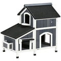 2-Story Outdoor Cat House with Flower Box & Weather Resistant Roof