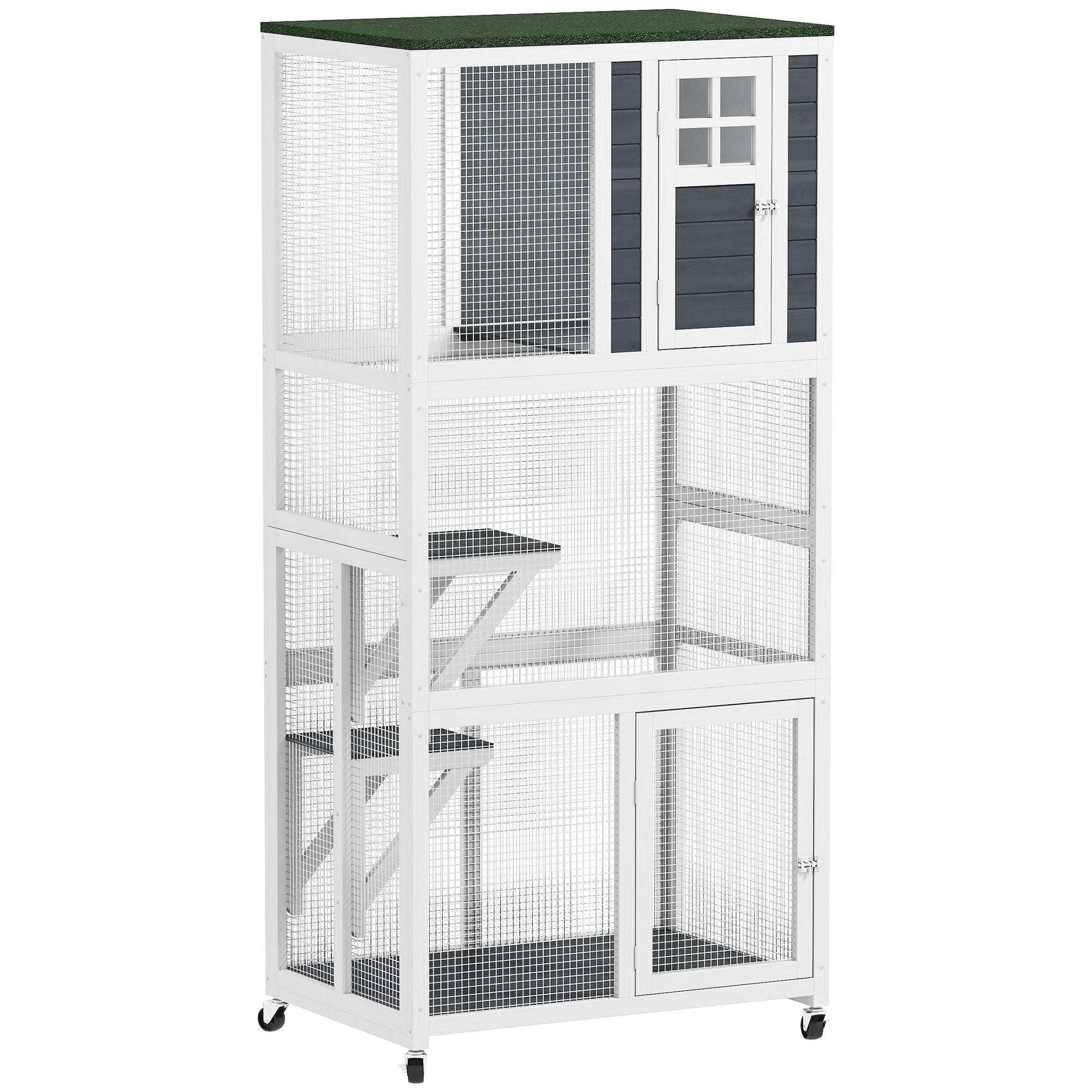furniture-style Outdoor Catio on Wheels with Weatherproof Roof and Resting Condo