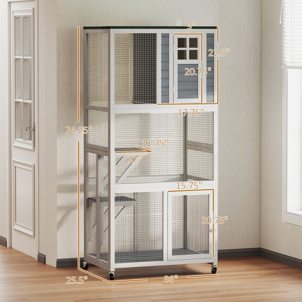 furniture-style Outdoor Catio on Wheels with Weatherproof Roof and Resting Condo