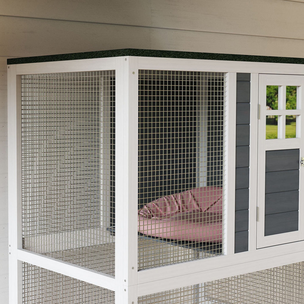 furniture-style Outdoor Catio on Wheels with Weatherproof Roof and Resting Condo