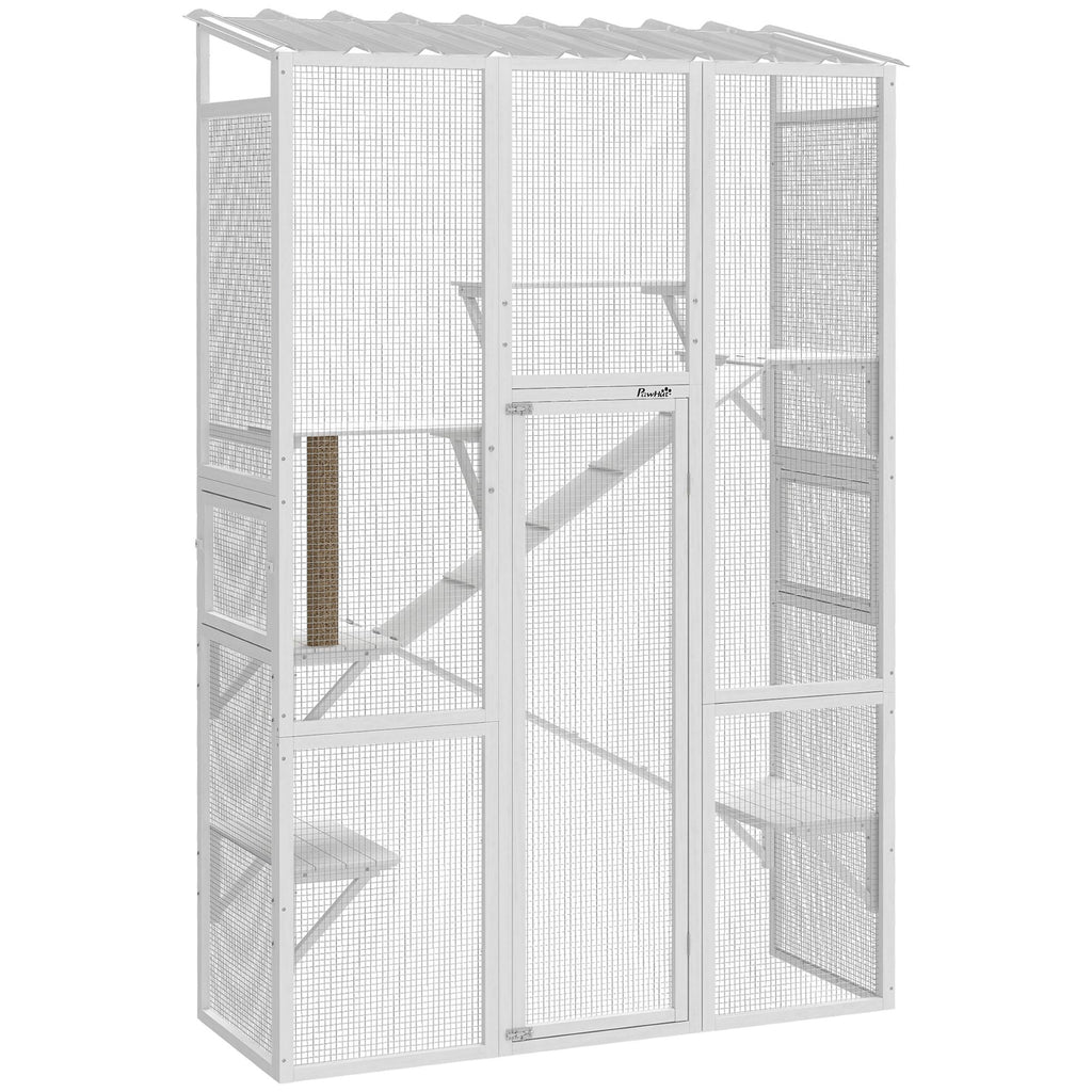 Large Outdoor Catio Enclosure with 6 Jumping Platforms & Scratching Post