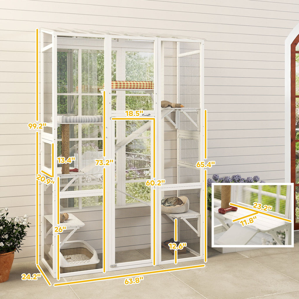 Large Outdoor Catio Enclosure with 6 Jumping Platforms & Scratching Post