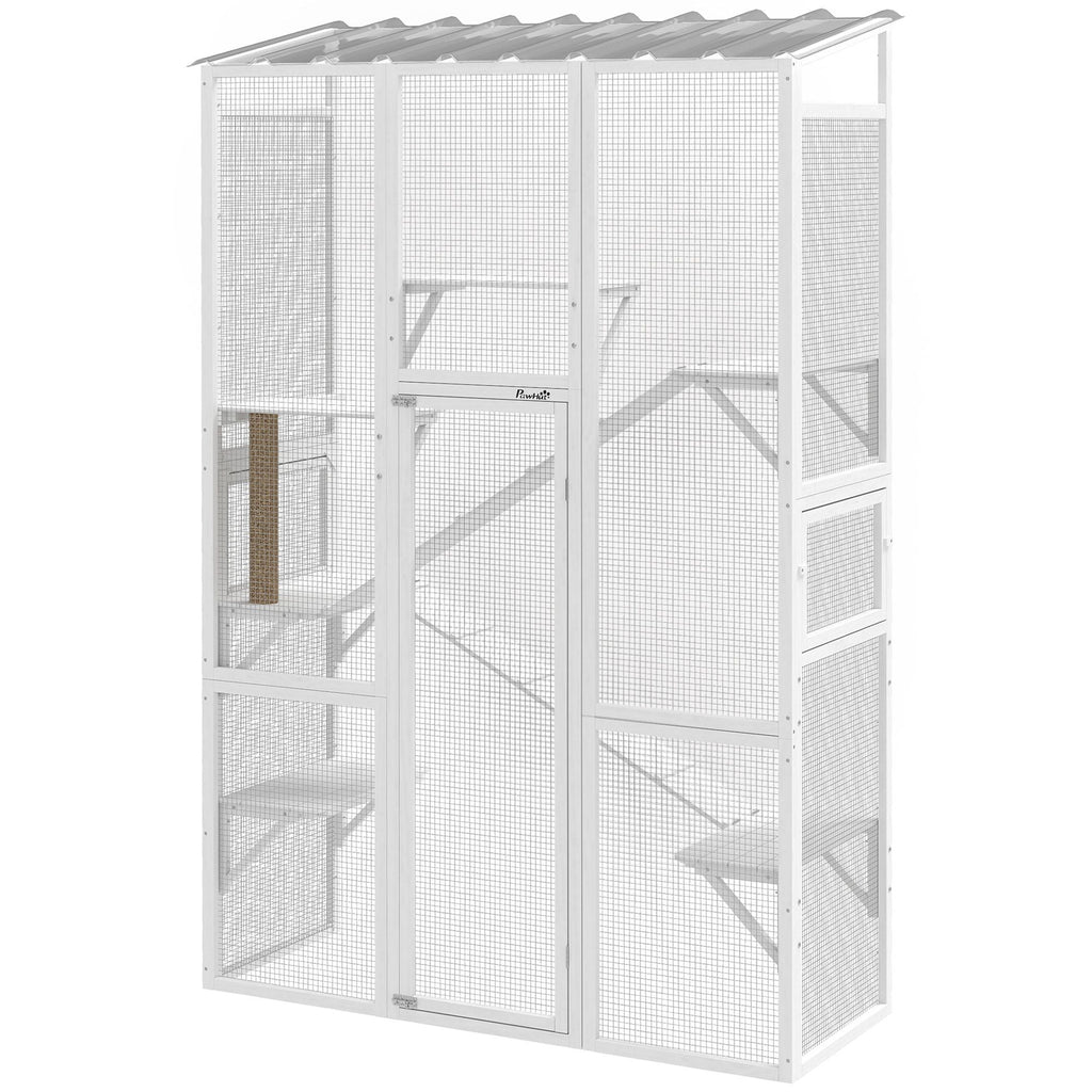 Large Outdoor Catio Enclosure with 6 Jumping Platforms & Scratching Post