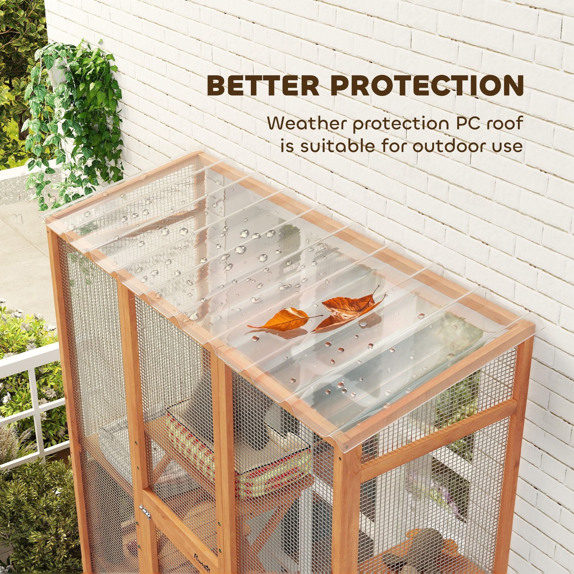 Outdoor Catio Cat Enclosure, Large Wooden Cat House with 6 Jumping Platforms, Scratching Post, 2 Ramps, for 2-3 Kittens