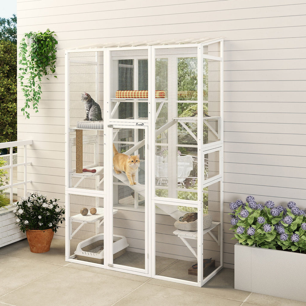 Large Outdoor Catio Enclosure with 6 Jumping Platforms & Scratching Post