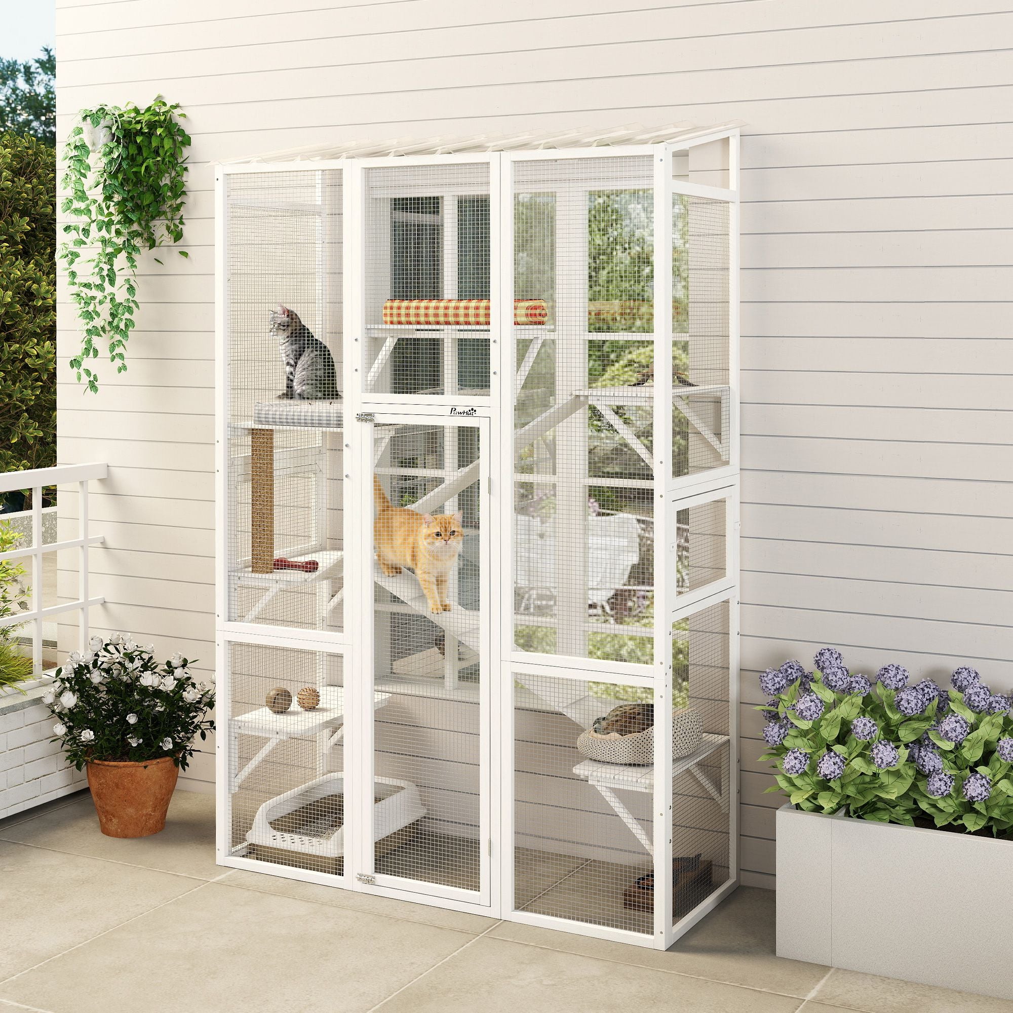 Large Outdoor Catio Enclosure with 6 Jumping Platforms & Scratching Post