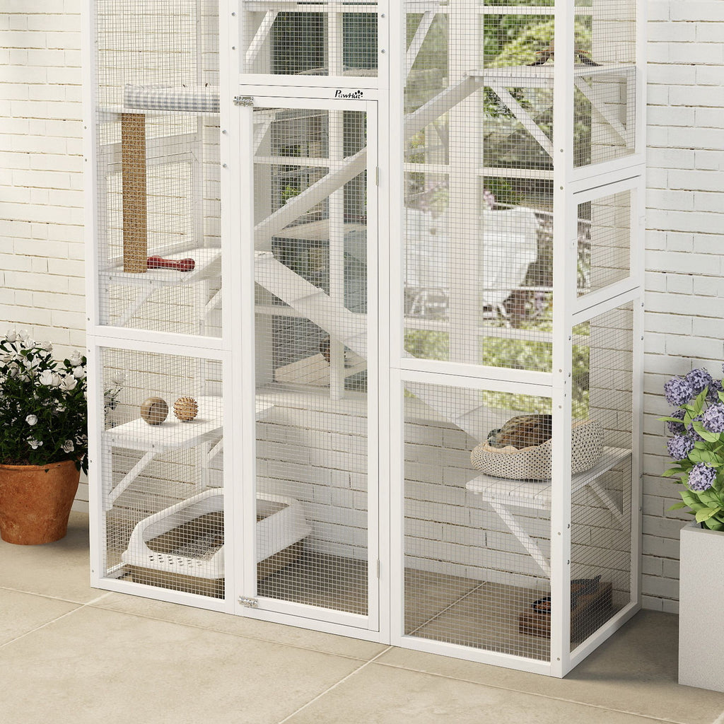 Large Outdoor Catio Enclosure with 6 Jumping Platforms & Scratching Post
