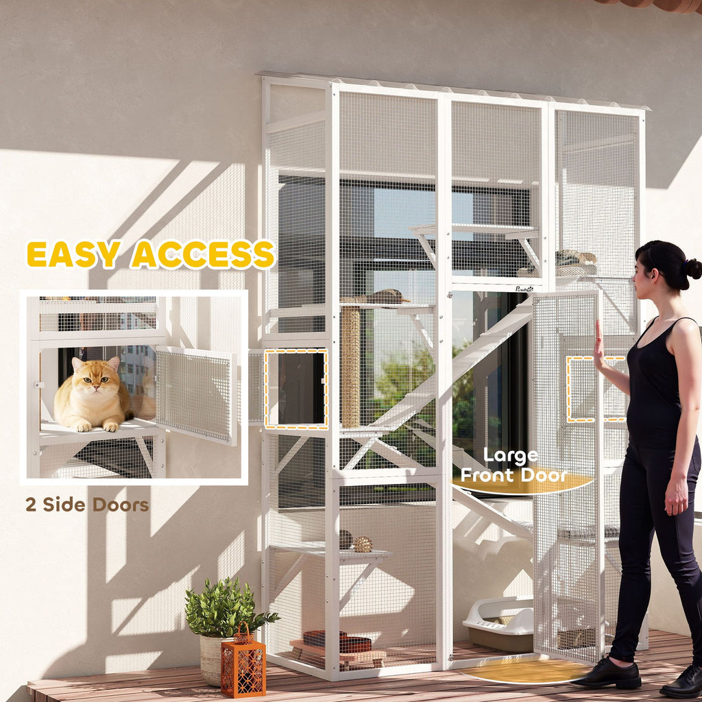 Large Outdoor Catio Enclosure with 6 Jumping Platforms & Scratching Post
