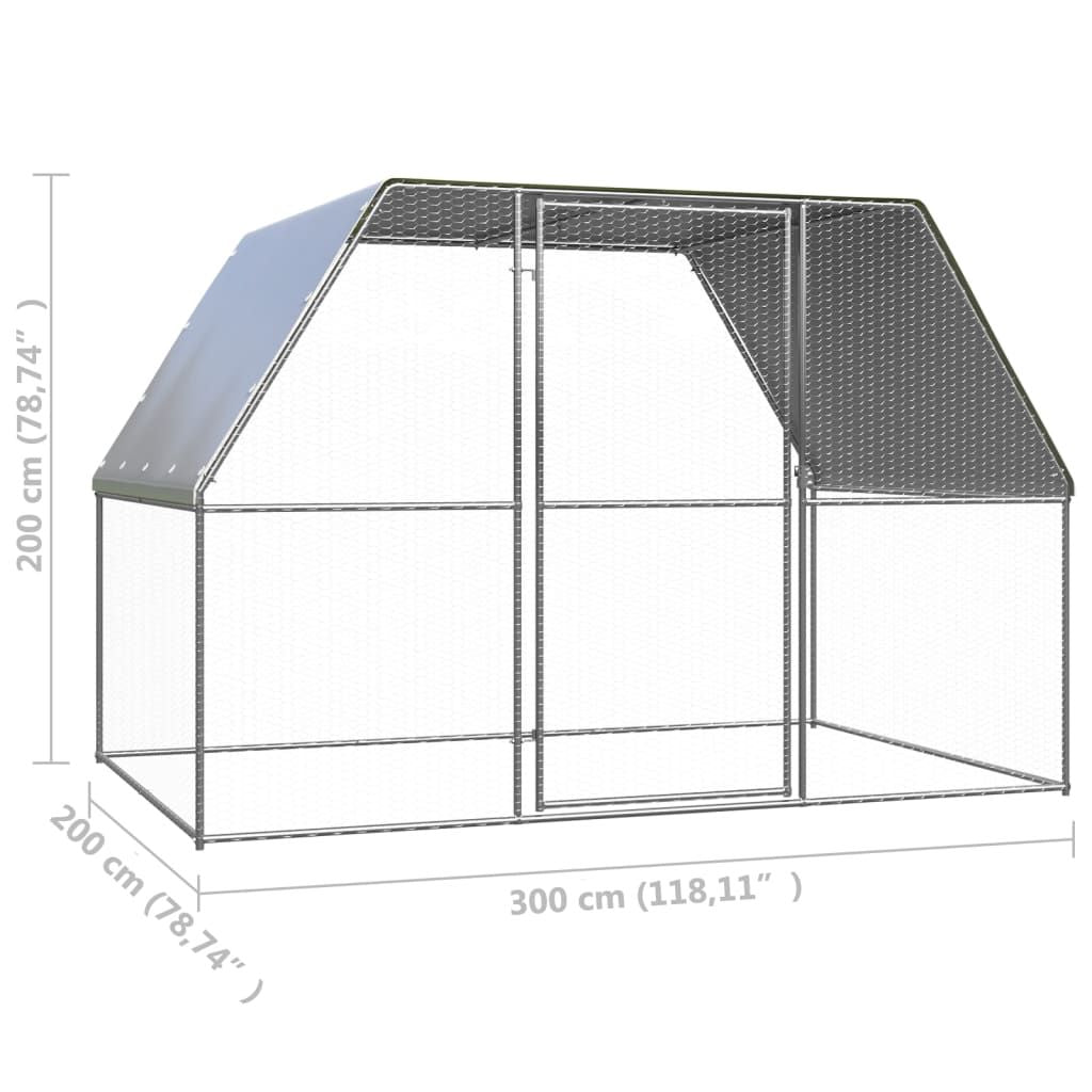 Outdoor Chicken Cage 9.8'x6.6'x6.6'Galvanized Steel