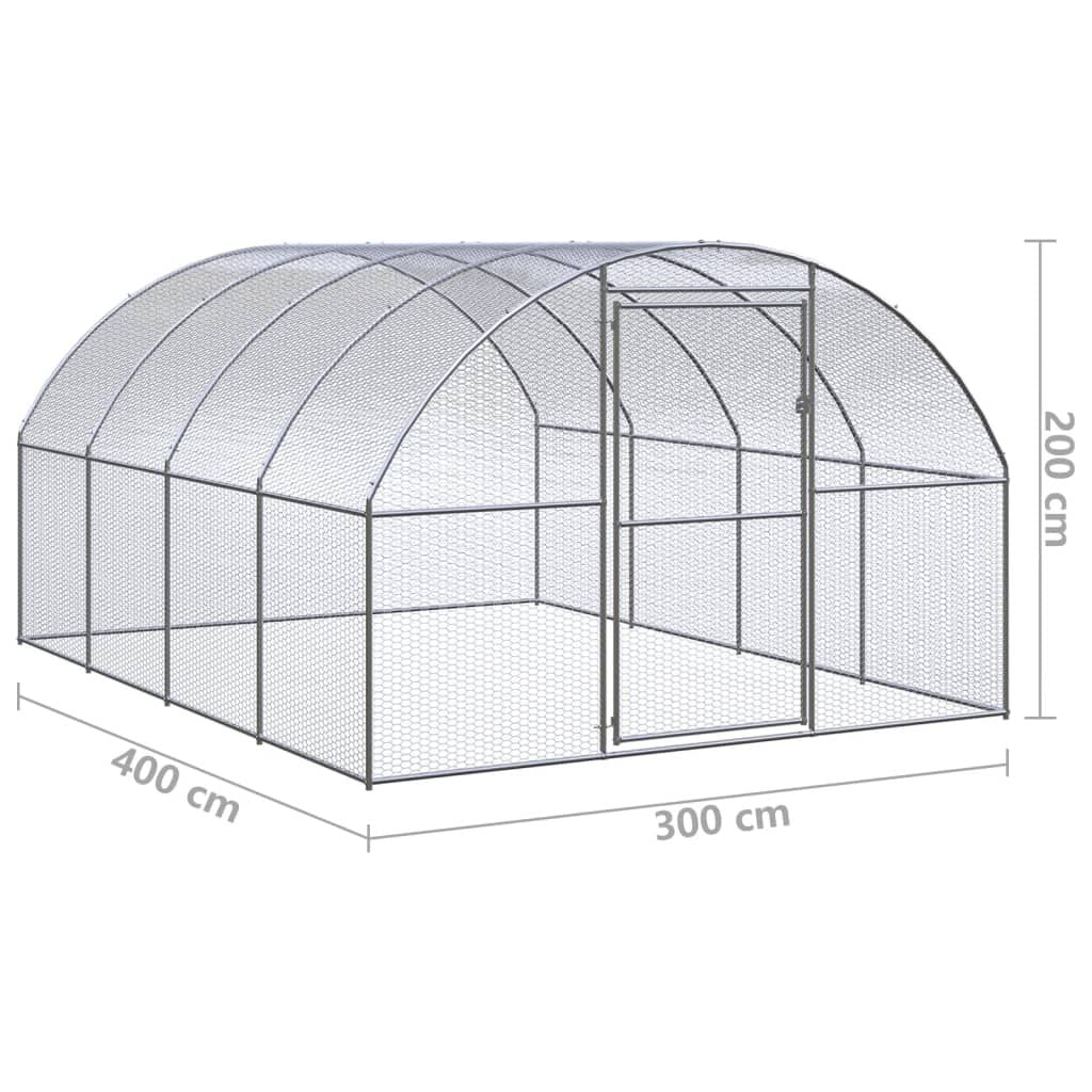 Large Outdoor Galvanized structured Chicken Coop with Extension Frame