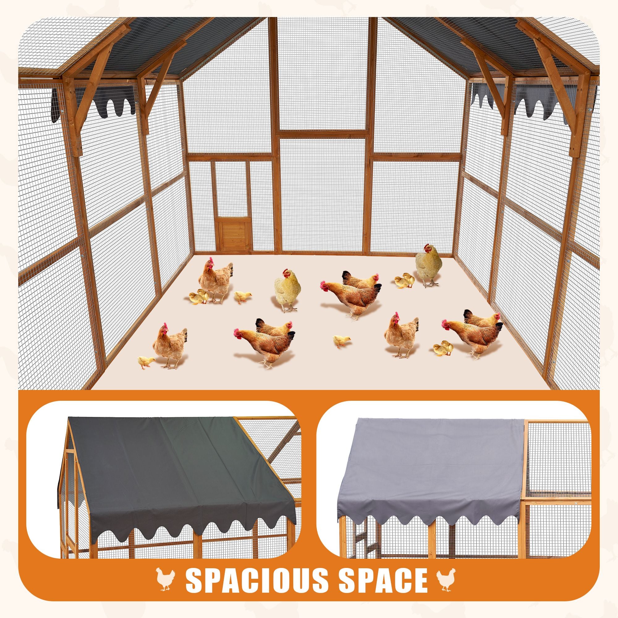 Outdoor Chicken Coop Enclosures 110" Large Kitten Playpen, Upgrade water-ready Cover