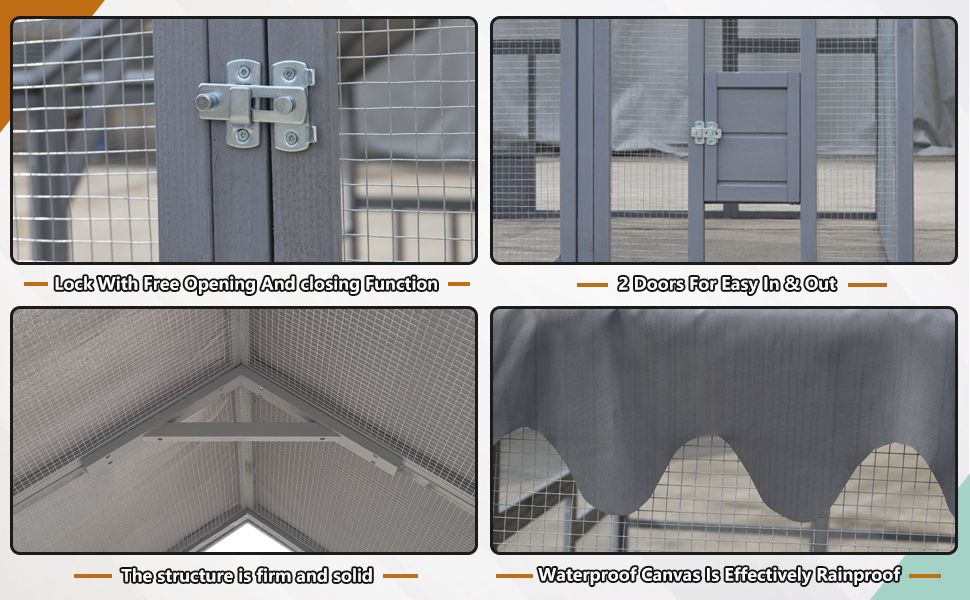 Outdoor Chicken Coop Enclosures 110" Large Kitten Playpen, Upgrade water-ready Cover