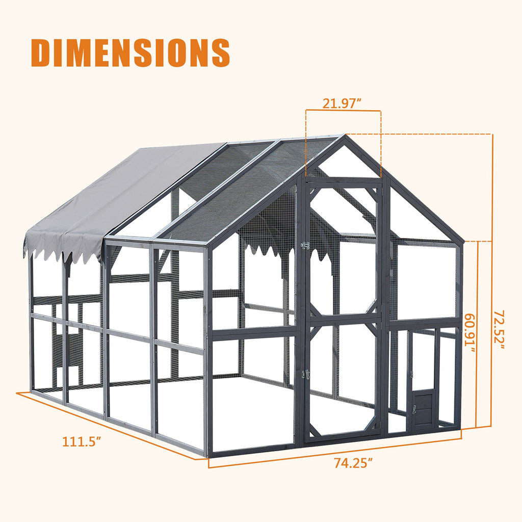 Outdoor Chicken Coop Enclosures 110" Large Kitten Playpen, Upgrade water-ready Cover