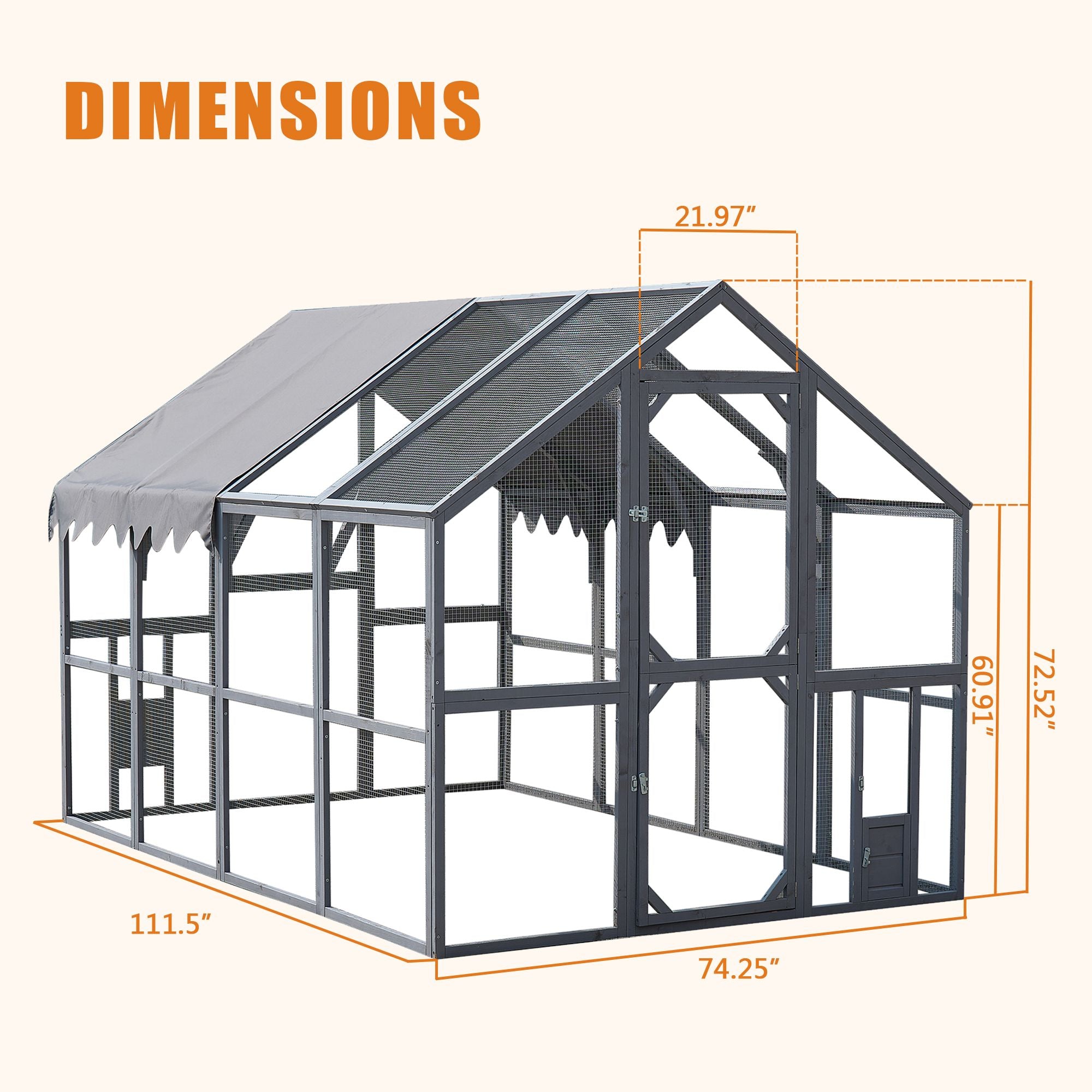 Outdoor Chicken Coop Enclosures 110" Large Kitten Playpen, Upgrade water-ready Cover