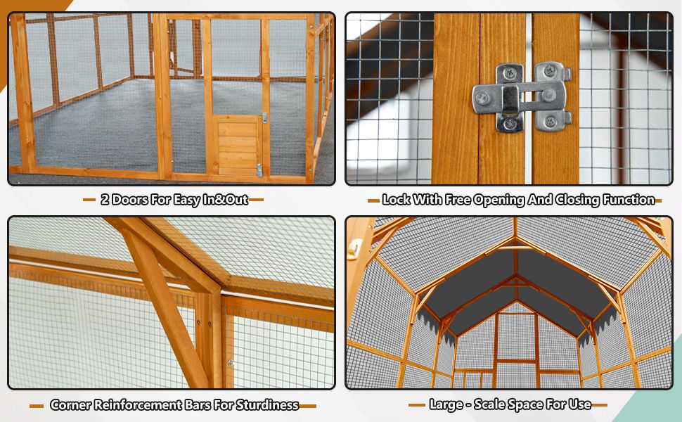 Outdoor Chicken Coop Enclosures 110" Large Kitten Playpen, Upgrade water-ready Cover