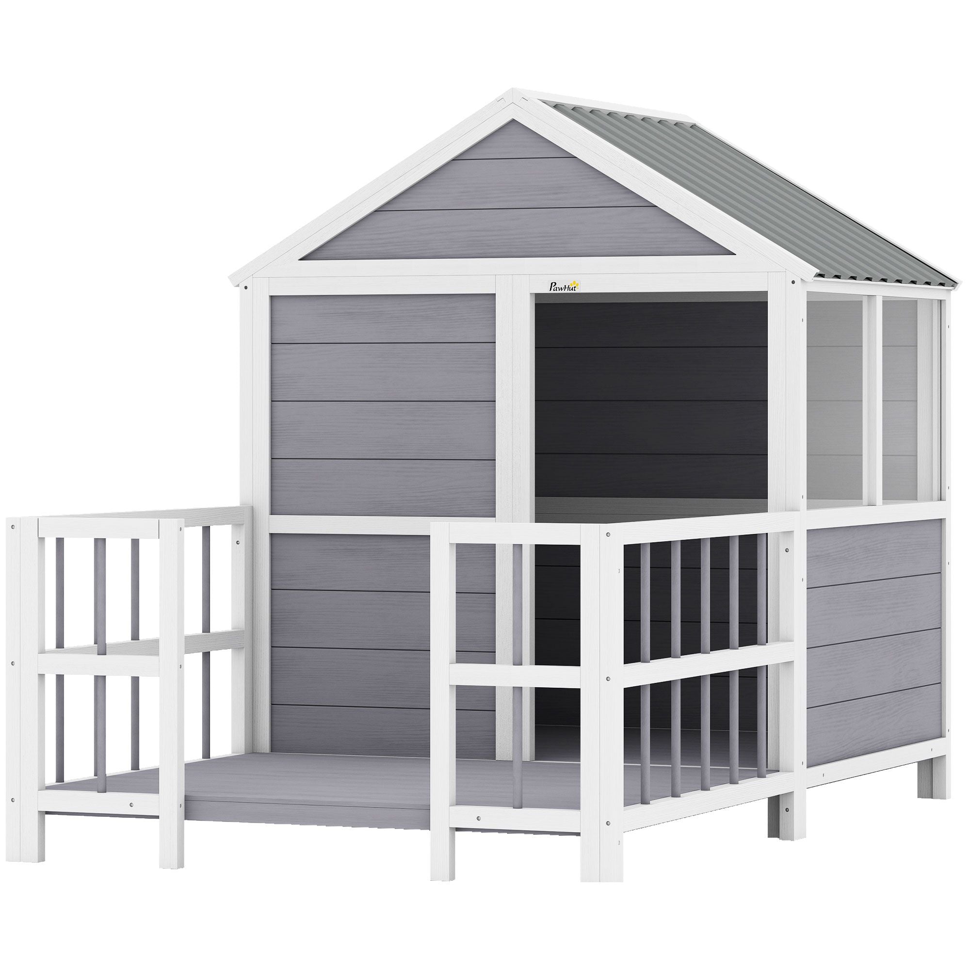 Spacious furniture-style Dog House with Porch and Weatherproof Roof