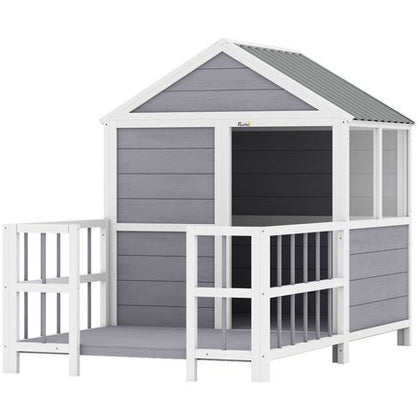 Spacious furniture-style Dog House with Porch and Weatherproof Roof