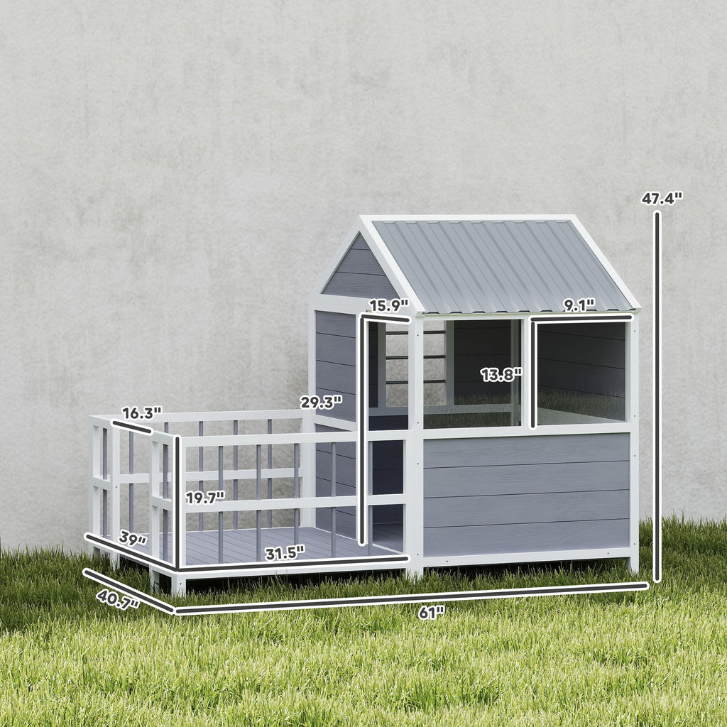 Spacious furniture-style Dog House with Porch and Weatherproof Roof