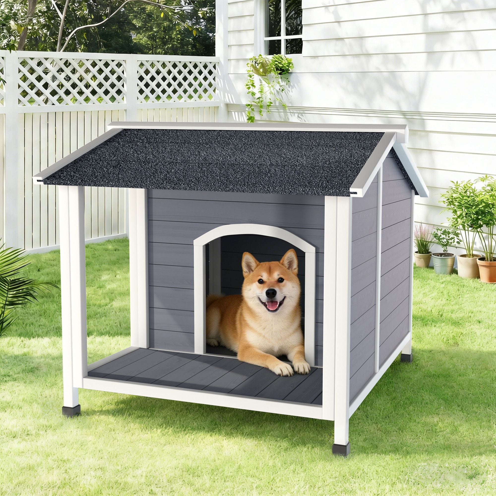 Weatherproof furniture-style Dog House with Raised Floor Design