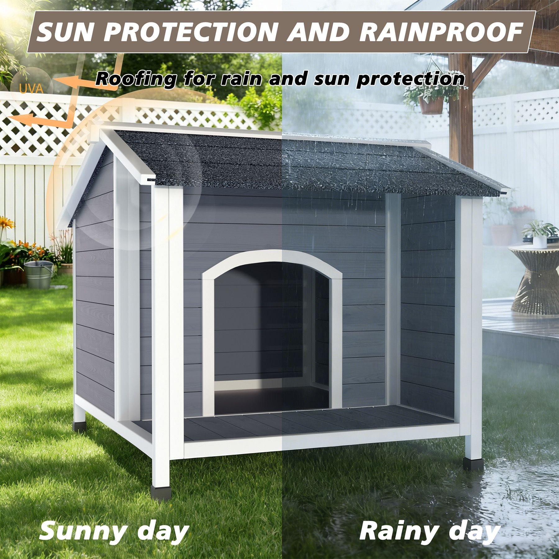 Weatherproof furniture-style Dog House with Raised Floor Design