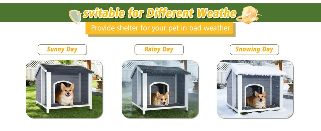 Weatherproof furniture-style Dog House with Raised Floor Design