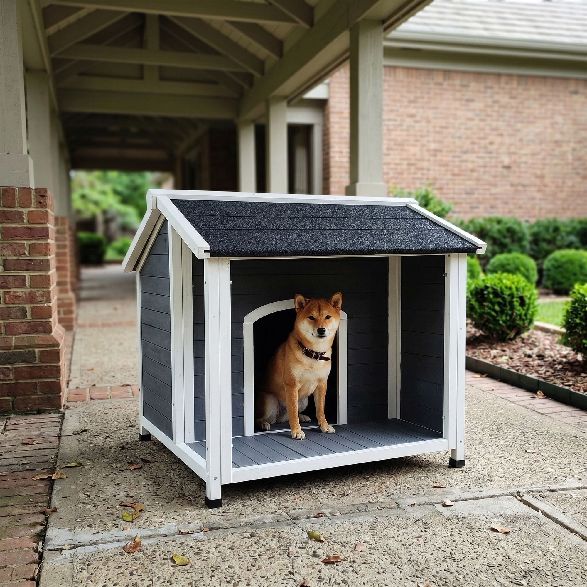 Weatherproof furniture-style Dog House with Raised Floor Design
