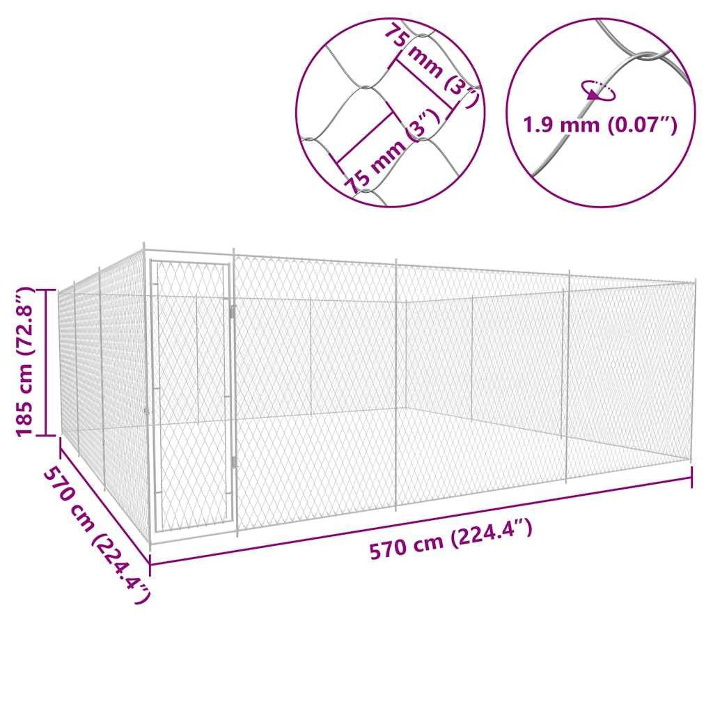 Outdoor Dog Kennel Galvanized Steel 224.4"x224.4"x72.8