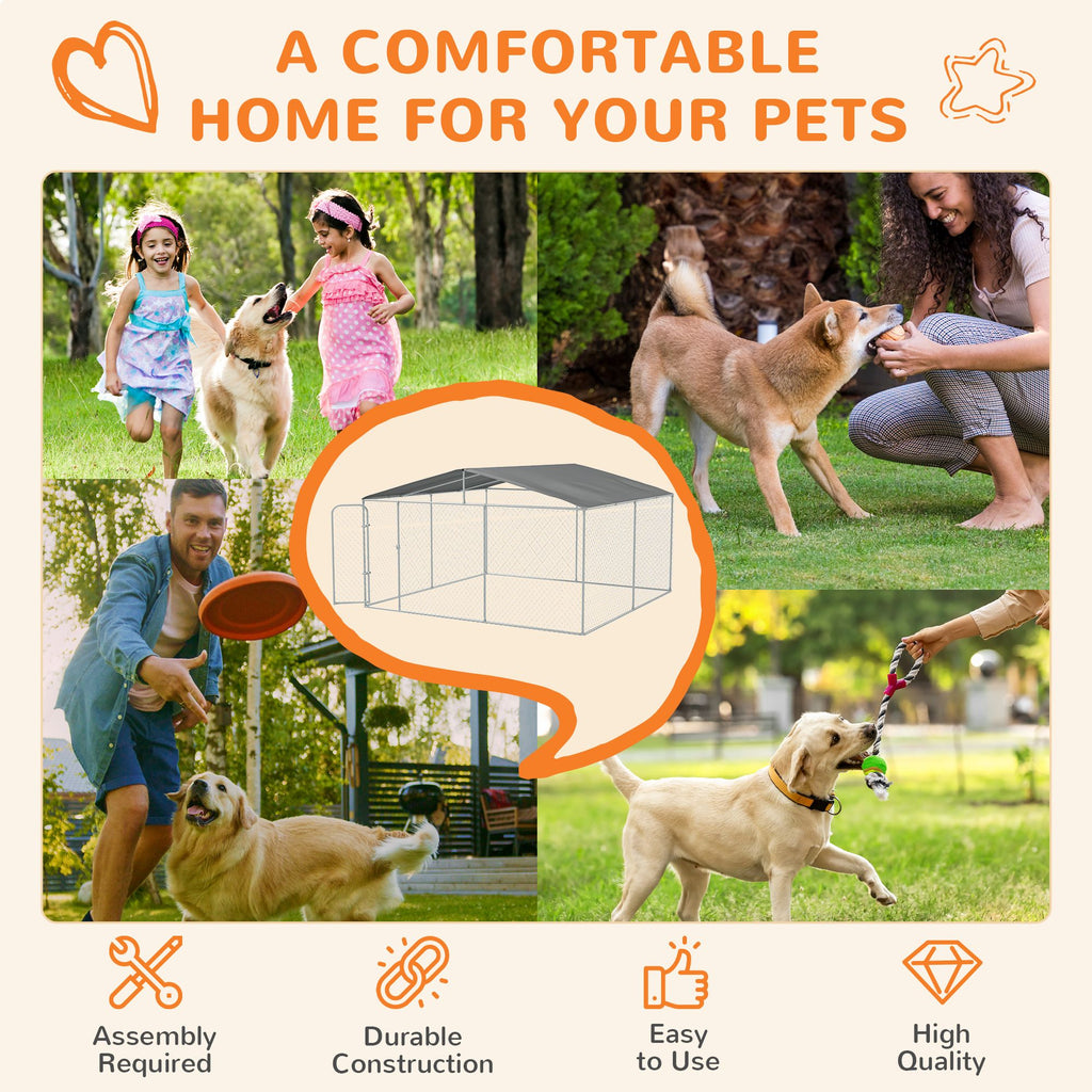 Spacious Outdoor Dog Kennel with Shade Roof for Large Breeds