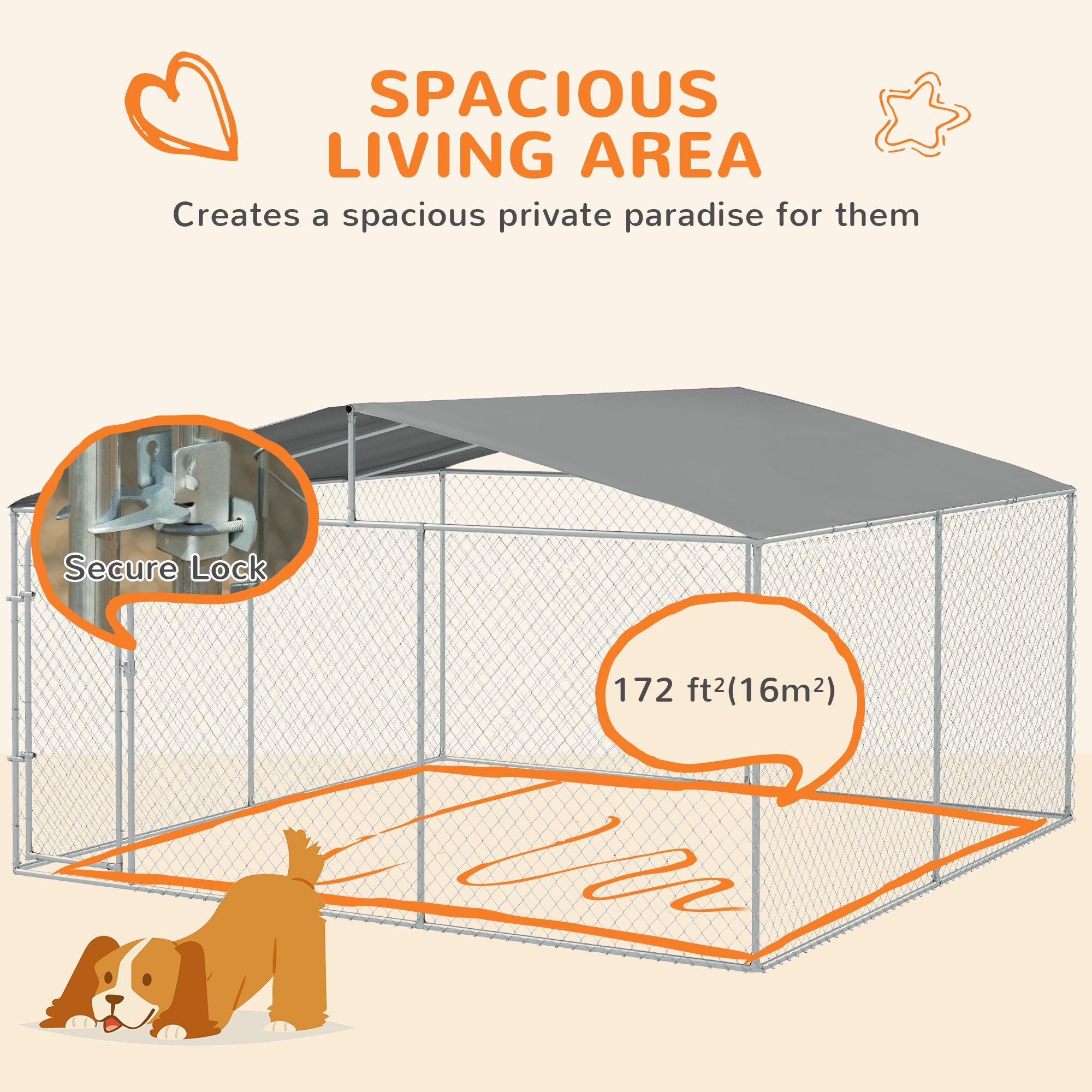 Spacious Outdoor Dog Kennel with Shade Roof for Large Breeds