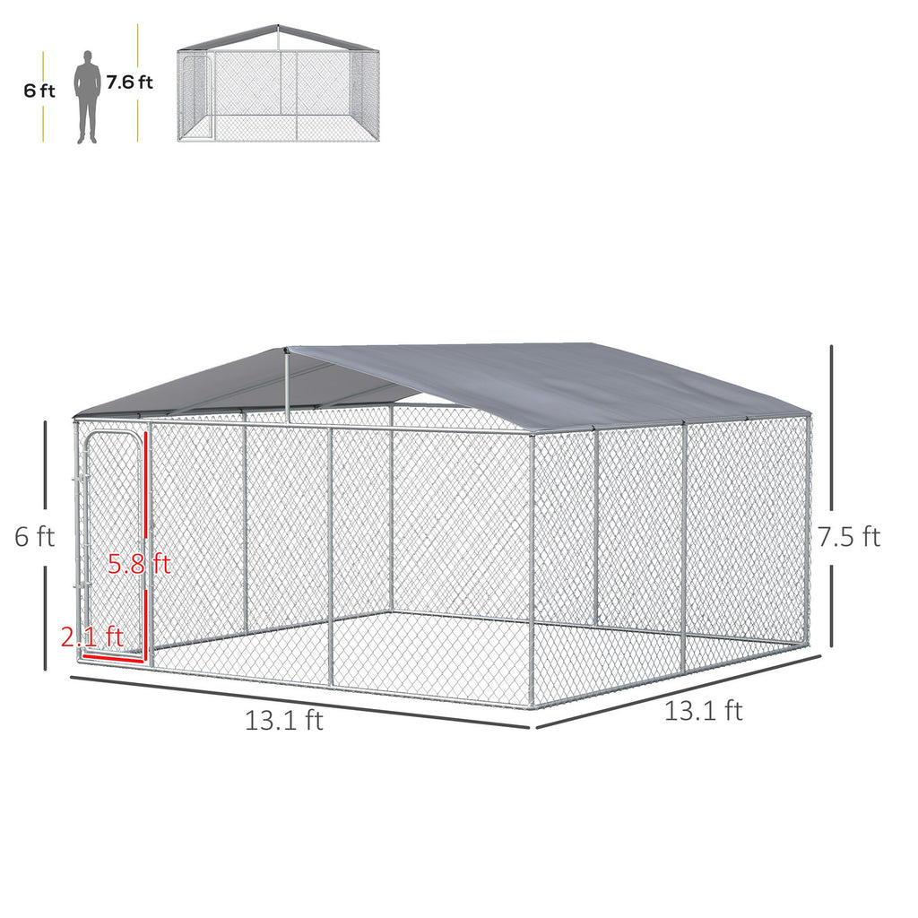 Spacious Outdoor Dog Kennel with Shade Roof for Large Breeds