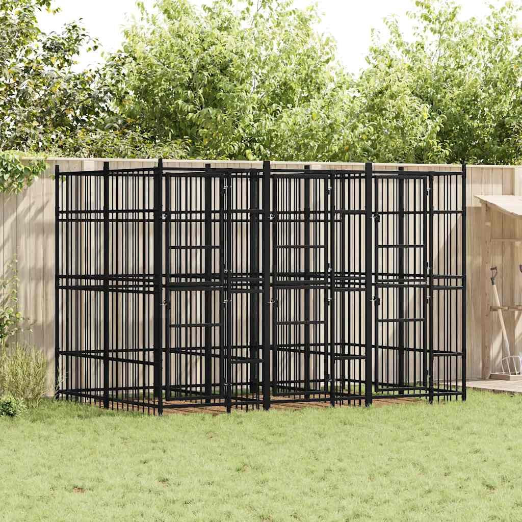 Outdoor Dog Kennel Steel 59.5 ft²