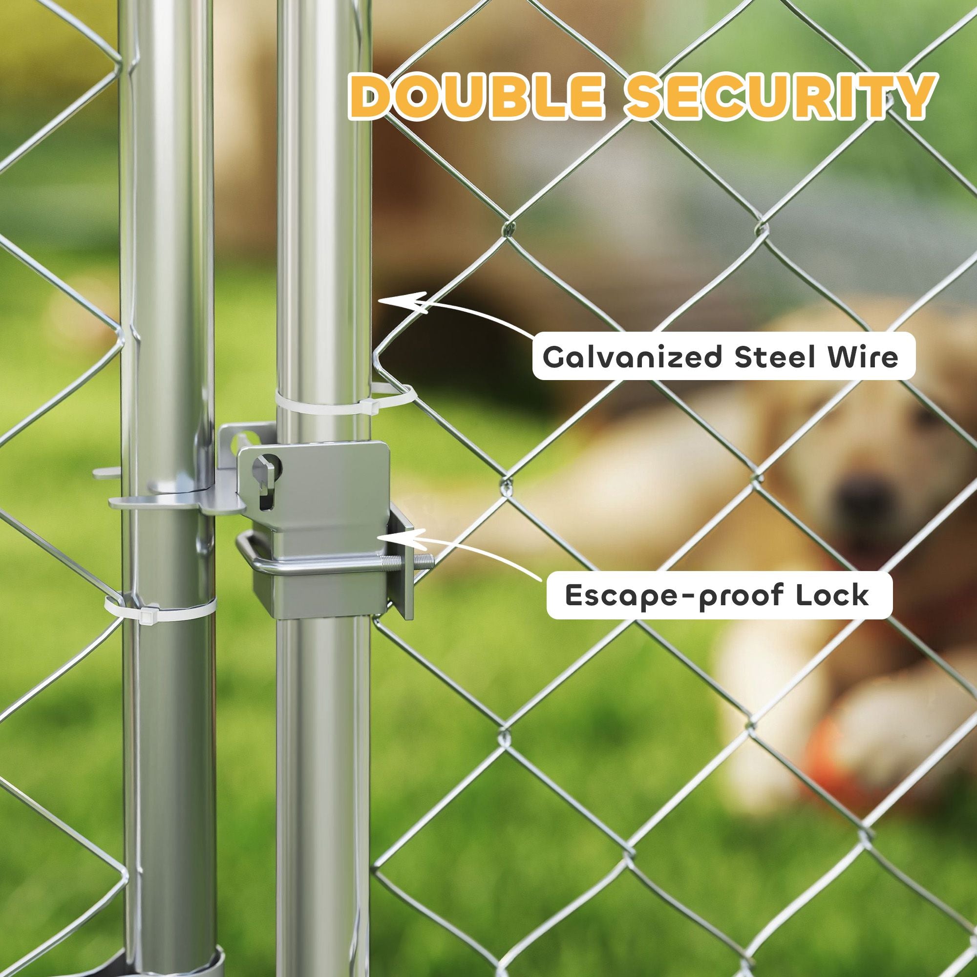 Outdoor Dog Kennel with Adjustable Bowl Rack & Weatherproof Cover