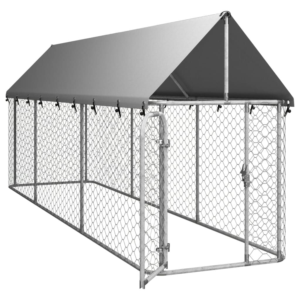 Outdoor Dog Kennel with Roof 157.5"x39.4"x59.1